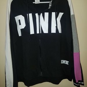 PINK VS Zip Up Hoodie with colored sleeve